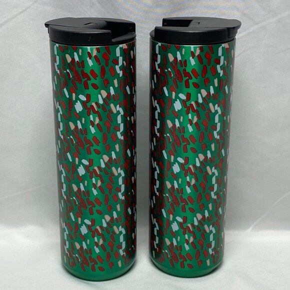 Starbucks 2019 Holiday Confetti Insulated 16oz Tumbler Set Of 2 Stainless Steel - Picture 7 of 12